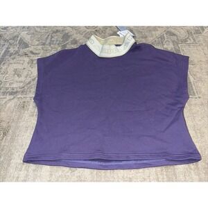 New Kappa Logo Tape Elero Cap Sleeve Purple Size Small Shirt Crop Women's